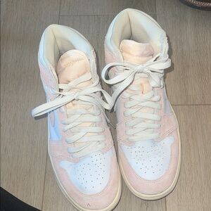 Nike Women's Pink and White High-Top Sneakers
